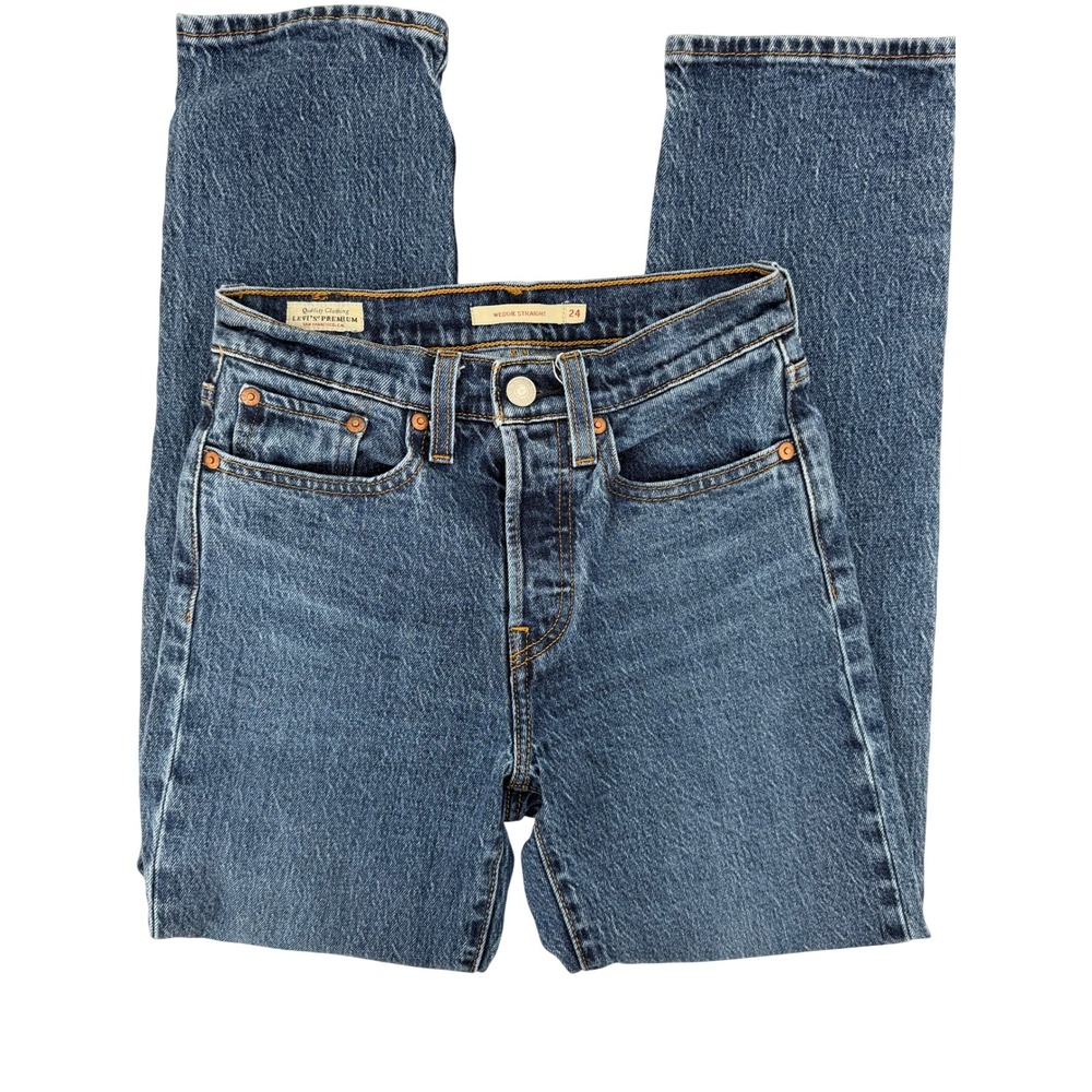 Levis Premium Wedgie Straight Jeans W24 L28 Medium Wash Blue 34964-0112